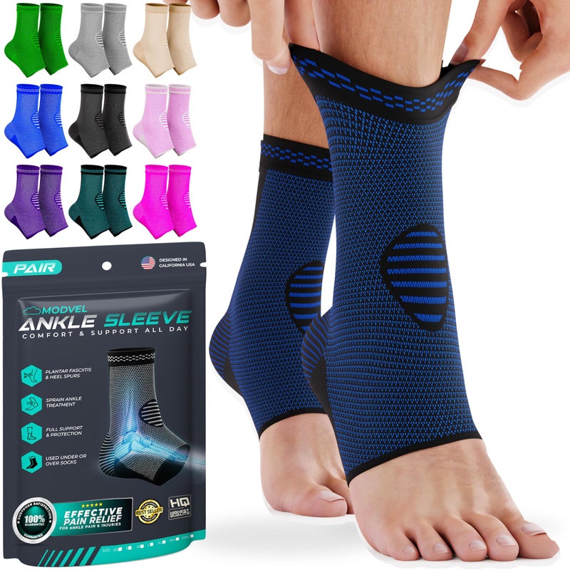 Modvel Foot & Ankle Brace Socks for Sprained Ankle Compression Sleeve - Plantar Fasciitis Relief Brace, Foot Support for pain Women & Men - Tendonitis & Arthritis Feet Sleeve, Stabilizing Ankles Wrap - Image 1