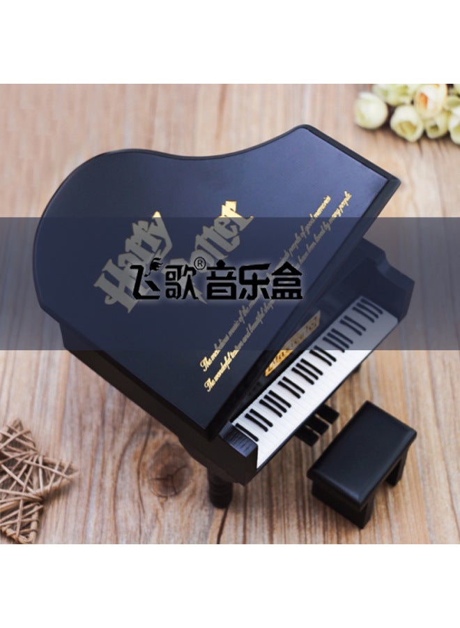 Feige Retro Triangle Piano Music Box Wooden Carved Music Box Creative Small Gift Gift - Image 1