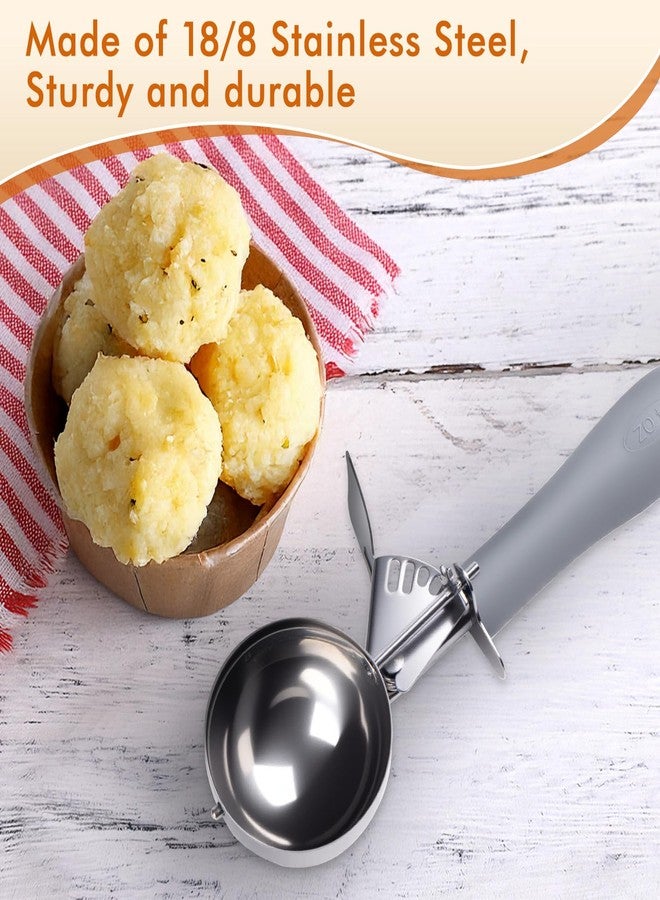 Fayomir 4 OZ Scoop, #8 Disher, Large Ice Cream Scoop with Trigger, Muffin Scoop, Large Cookie Scoops for Baking, Grey Handle, With Trigger for Portion Control - Image 4