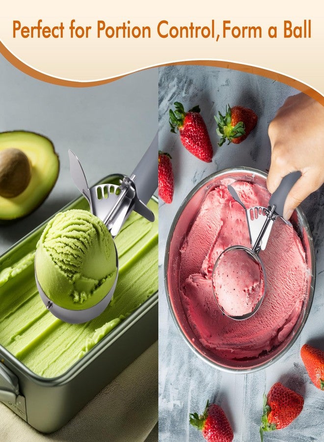 Fayomir 4 OZ Scoop, #8 Disher, Large Ice Cream Scoop with Trigger, Muffin Scoop, Large Cookie Scoops for Baking, Grey Handle, With Trigger for Portion Control - Image 5