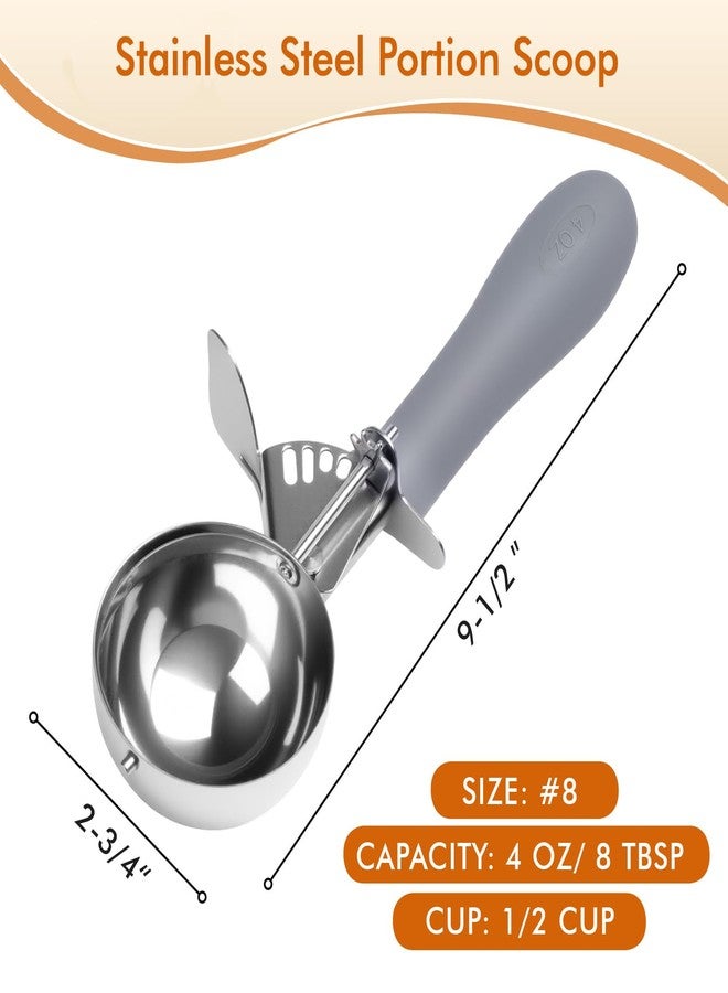 Fayomir 4 OZ Scoop, #8 Disher, Large Ice Cream Scoop with Trigger, Muffin Scoop, Large Cookie Scoops for Baking, Grey Handle, With Trigger for Portion Control - Image 2