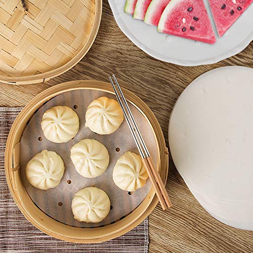 Vancens 100pcs Air Fryer Liners, Vancens 7.5 inches Bamboo Steamer Liners, Premium Perforated Parchment Steaming Papers, Non-Stick Steamer Mat, Perfect for 3.5 & 3.7QT Air Fryers/Baking/Cooking - Image 2