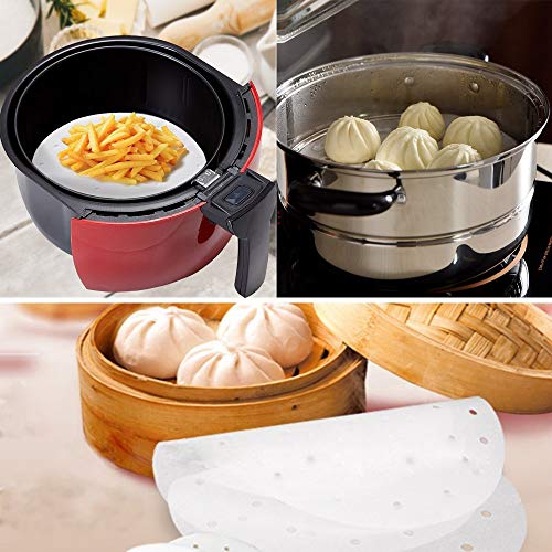 Vancens 100pcs Air Fryer Liners, Vancens 7.5 inches Bamboo Steamer Liners, Premium Perforated Parchment Steaming Papers, Non-Stick Steamer Mat, Perfect for 3.5 & 3.7QT Air Fryers/Baking/Cooking - Image 4