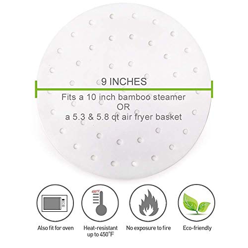 Vancens 100pcs Air Fryer Liners, Vancens 7.5 inches Bamboo Steamer Liners, Premium Perforated Parchment Steaming Papers, Non-Stick Steamer Mat, Perfect for 3.5 & 3.7QT Air Fryers/Baking/Cooking - Image 3