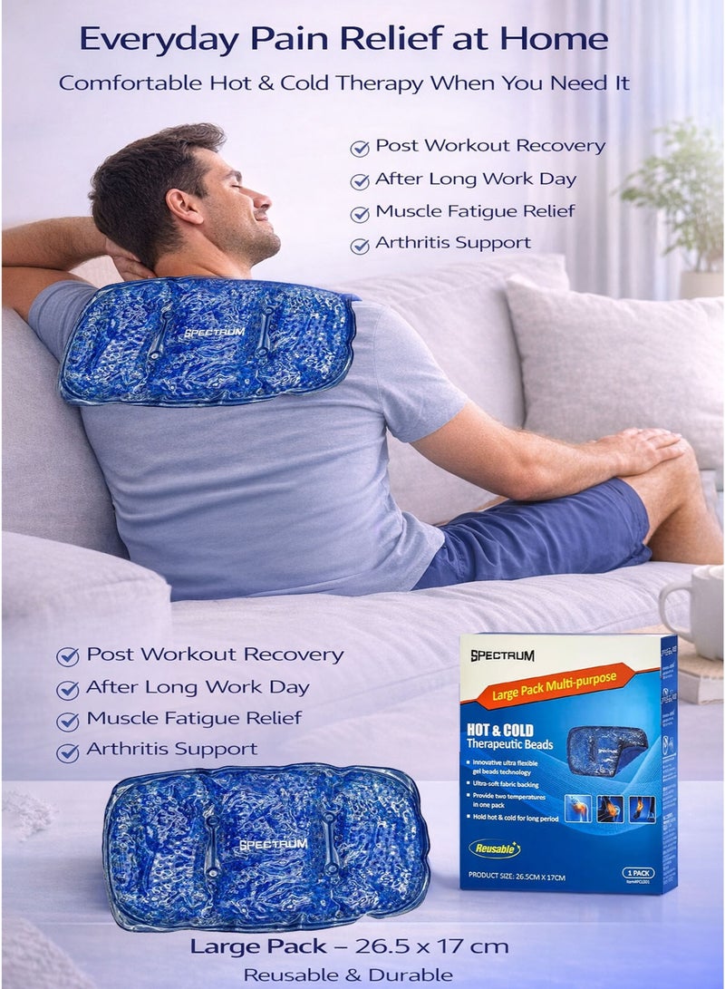 Spectrum Hot & Cold Therapeutic Gel Beads Large Pack 26.5 x 17 cm Reusable Ice and Heat Therapy Compress Pad for Back Pain Shoulder Tension Muscle Relief Swelling Inflammation Sprains Post Surgery Recovery Arthritis Sports Injury - Image 3
