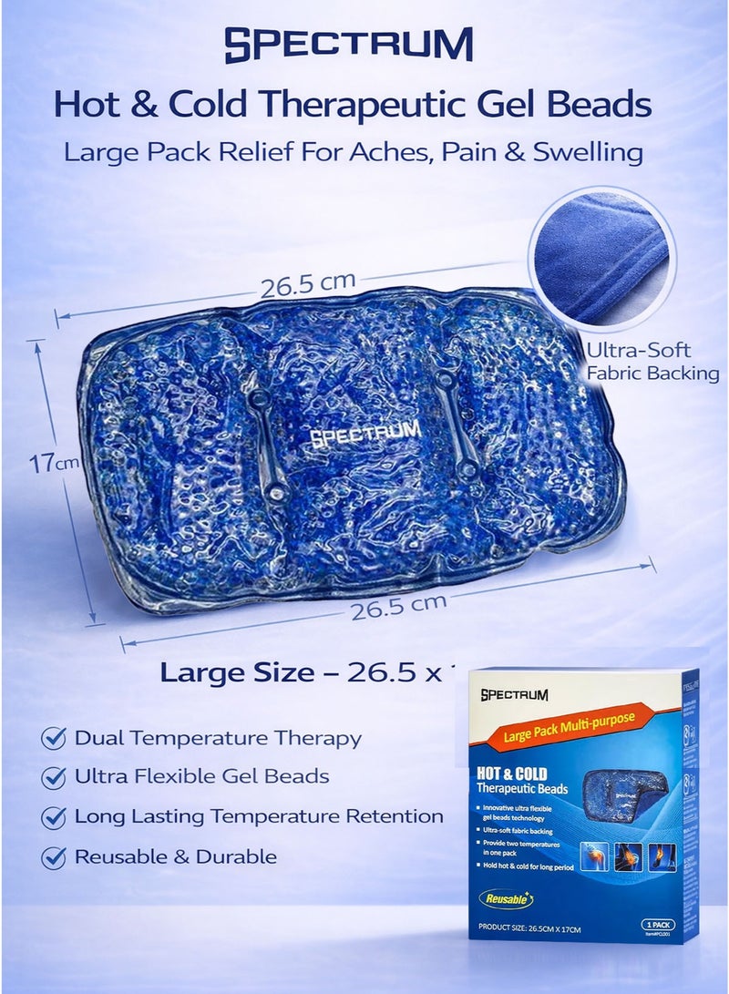 Spectrum Hot & Cold Therapeutic Gel Beads Large Pack 26.5 x 17 cm Reusable Ice and Heat Therapy Compress Pad for Back Pain Shoulder Tension Muscle Relief Swelling Inflammation Sprains Post Surgery Recovery Arthritis Sports Injury - Image 5