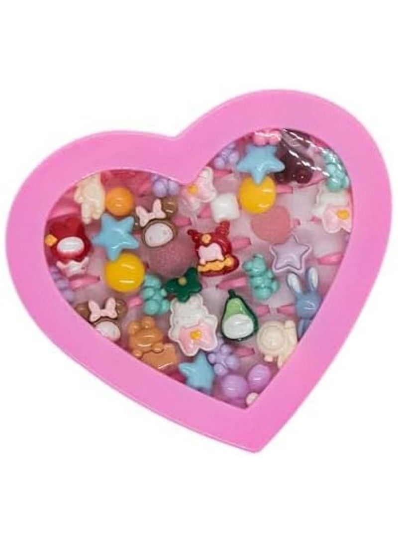 Girls ring set with a box of 36 free-size hypoallergenic rings in multiple designs made of PVC plastic, matching finger sizes, gift for women and girls in  - Image 2