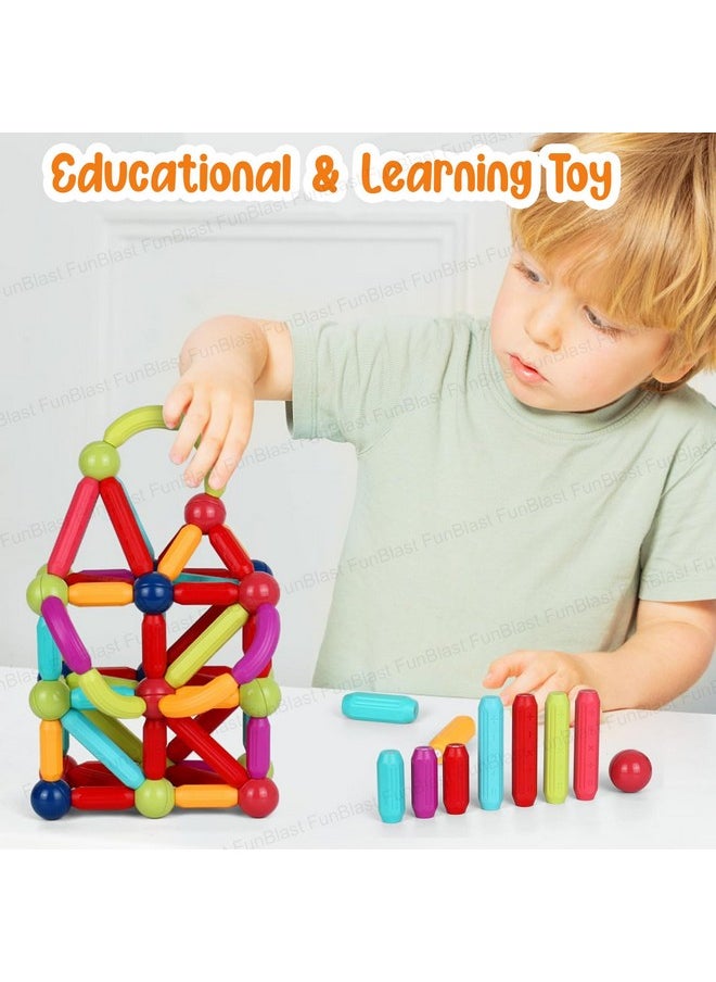 FunBlast FunBlast Magnetic Sticks Building Blocks for Kids, 64 Pcs Puzzle Games for Kids, STEM Toys for Children, Building & Construction Toys, Educational & Learning Toy for 3+ Year Old Kids Boys, Girls  - Image 4