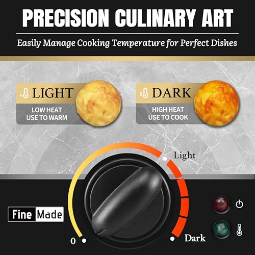 FineMade Takoyaki Maker Pan with Temperature Control, Tools and Recipes, Make 18 Japanese Octopus Balls at once, Easy to Use and Store - Image 3