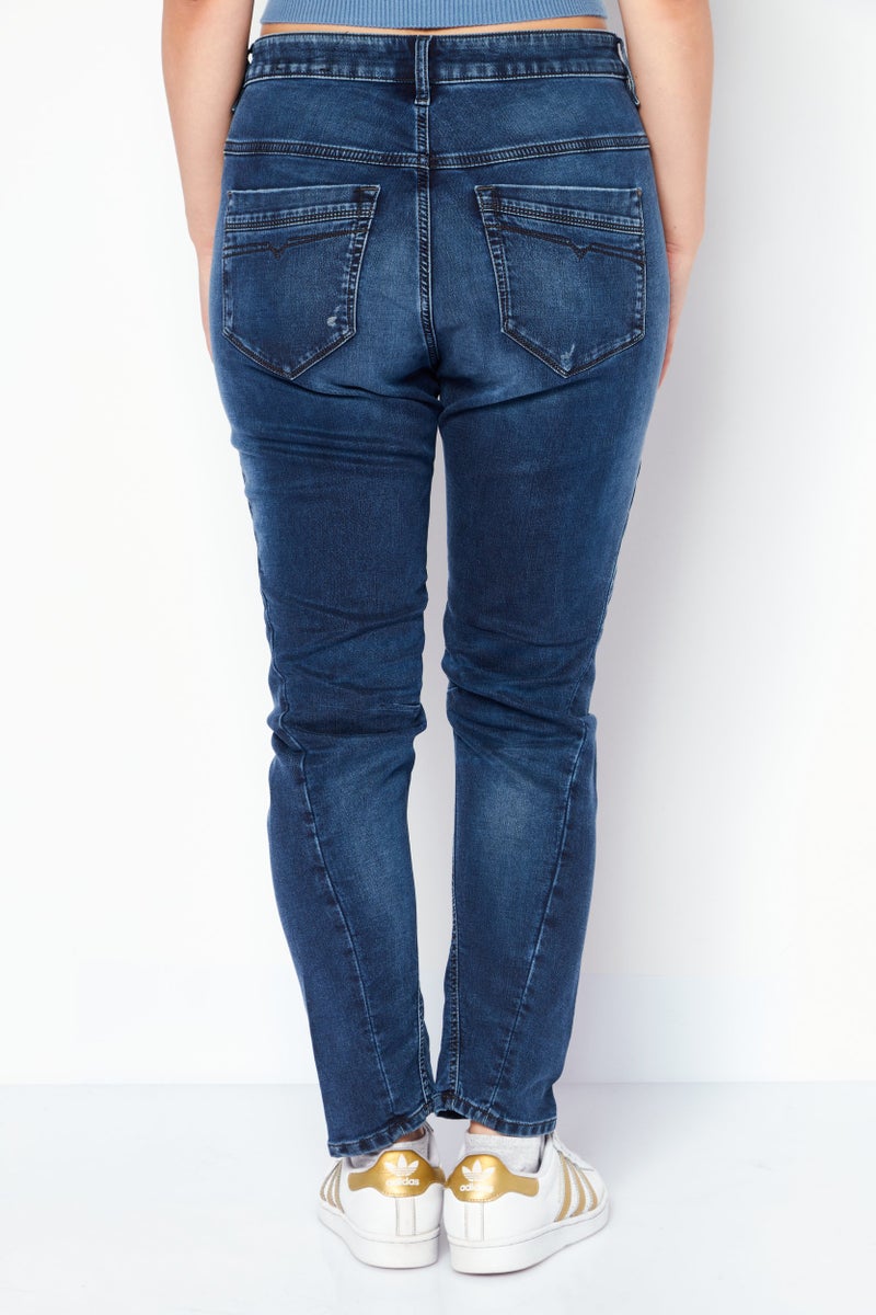 DIESEL Women Fayza-Ne Regular Fit Rip Stretchable Jeans, Blue - Image 4