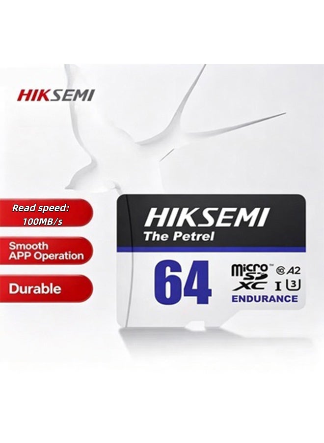HIKSEMI The Petrel Endurance 64GB Micro SDXC TF Card, A2 V30 U3 Surveillance Memory Card, With Read Speed Up To 100MB/s And Write Speed Up To 60MB/s, Is A Durable Micro SD Card Designed For Security Cameras, Dash Cams, And 4K Recording Devices. - Image 2