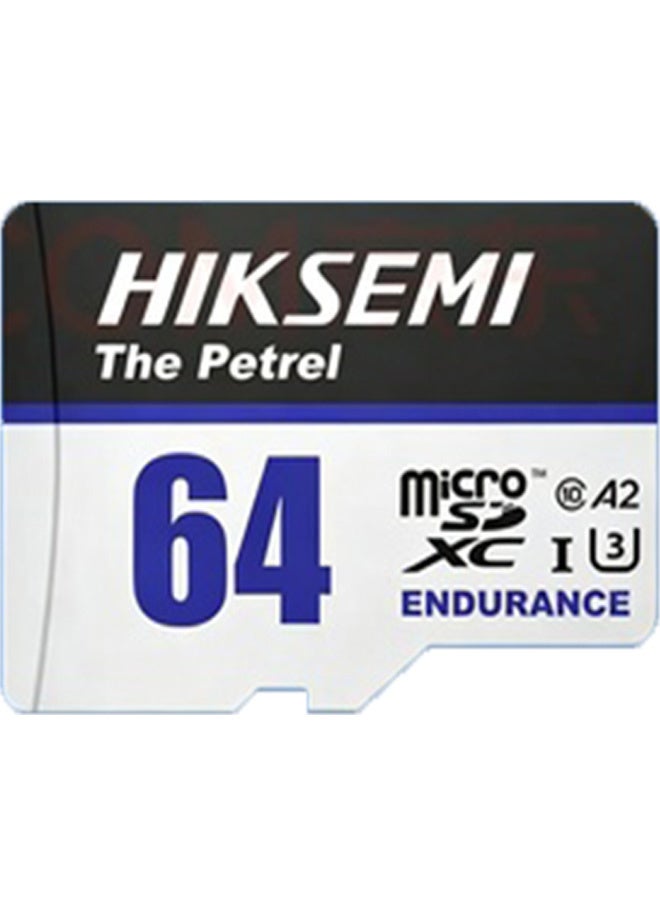 HIKSEMI The Petrel Endurance 64GB Micro SDXC TF Card, A2 V30 U3 Surveillance Memory Card, With Read Speed Up To 100MB/s And Write Speed Up To 60MB/s, Is A Durable Micro SD Card Designed For Security Cameras, Dash Cams, And 4K Recording Devices. - Image 1