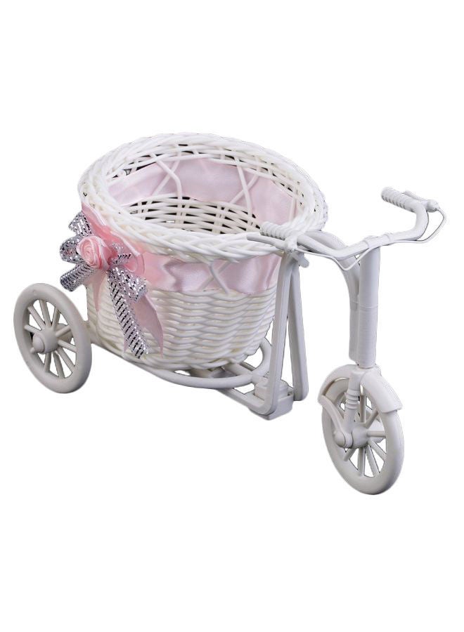 NIBEMINENT Bowknot Home Decor Tricycle Basket Pink/White  - Image 1