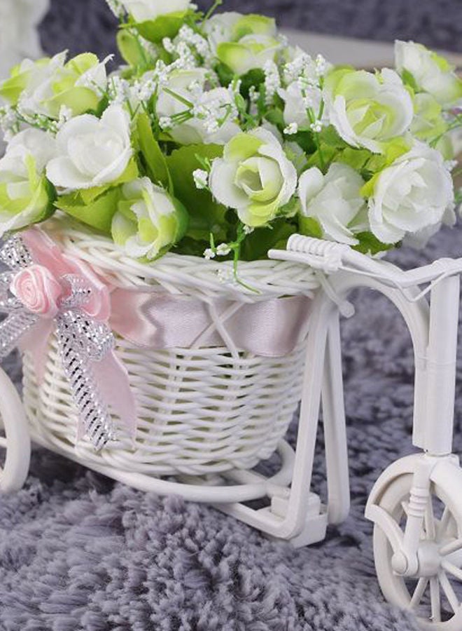 NIBEMINENT Bowknot Home Decor Tricycle Basket Pink/White  - Image 2