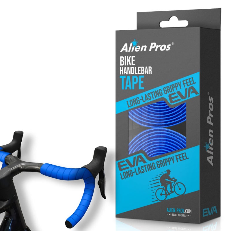 ALIEN PROS Bike Handlebar Tape EVA (Set of 2) Blue - Enhance Your Bike Grip with These Bicycle Handle bar Tape - Wrap Your Bike for an Awesome Comfortable Ride (Set of 2, Blue) - Image 1