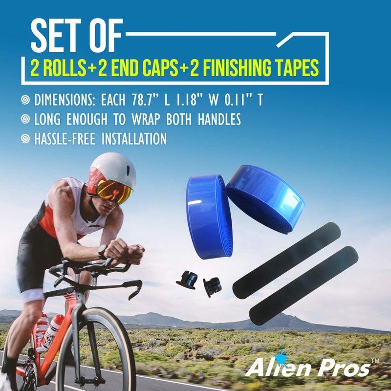 ALIEN PROS Bike Handlebar Tape EVA (Set of 2) Blue - Enhance Your Bike Grip with These Bicycle Handle bar Tape - Wrap Your Bike for an Awesome Comfortable Ride (Set of 2, Blue) - Image 4