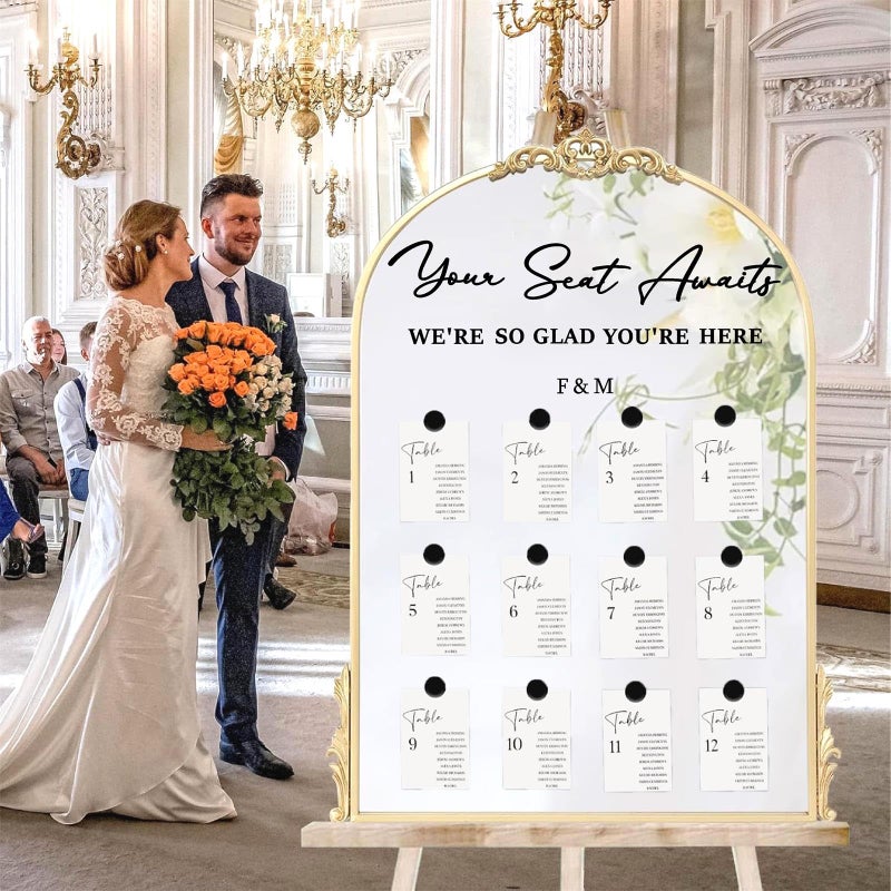 Haiddle Wedding Sign Decals Wedding Seating Chart Decal Your Seat Awaits Stickers for Reception Display Selfie Mirror Stickers for Weddings Party Welcome to Our Weddings Decals for Seating Charts - Image 3