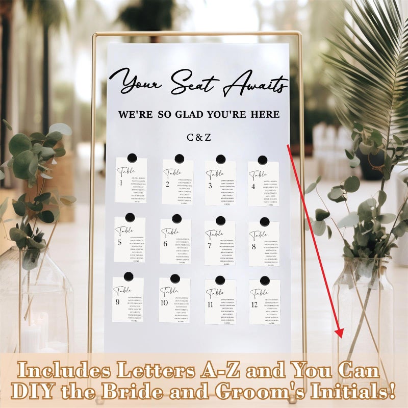 Haiddle Wedding Sign Decals Wedding Seating Chart Decal Your Seat Awaits Stickers for Reception Display Selfie Mirror Stickers for Weddings Party Welcome to Our Weddings Decals for Seating Charts - Image 2