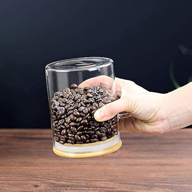 ELECDON 420ML Clear Glass Storage Canister with Wooden Spoon, Airtight Lid Sealed Small Glass Container Jar with Scoop for Bath Salt Holder, Sugar, Spice, Coffee, Matcha Tea, Condiment, Pepper - Image 5