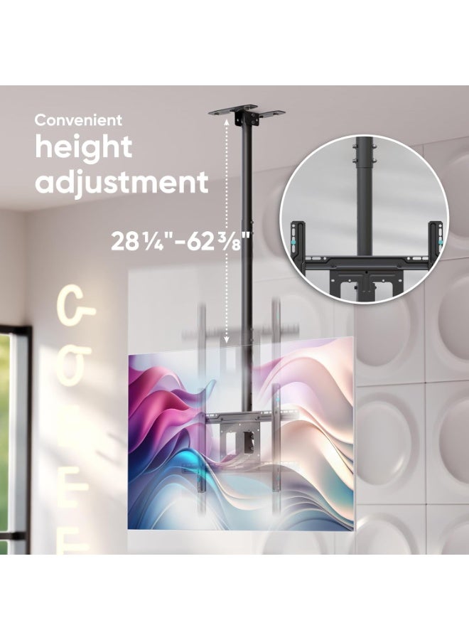 حامل تلفزيون سقفي لشاشات 32-80 بوصة - يدعم VESA 600x400 - يتحمل حتى 68 كجم - قابل للدوران ومتين - Image 2