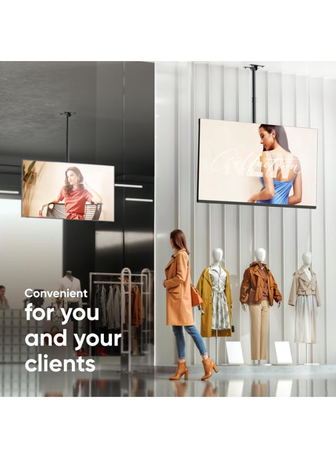 حامل تلفزيون سقفي لشاشات 32-80 بوصة - يدعم VESA 600x400 - يتحمل حتى 68 كجم - قابل للدوران ومتين - Image 3