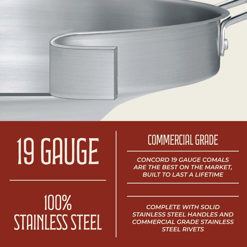 Concord Stainless Steel Comal Frying Bowl Cookware (22"), silver (S4008 S4812 S5612) - Image 4
