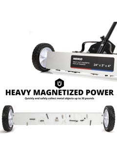 Neiko 53416A 24 Rolling Magnetic Sweeper With Wheels 30 Pound Capacity Adjustable Handle And Floor Magnet Clearance Height Metal Pick Up And Nail Magnet Floor Sweeper For Construction Shop Etc  - Image 3