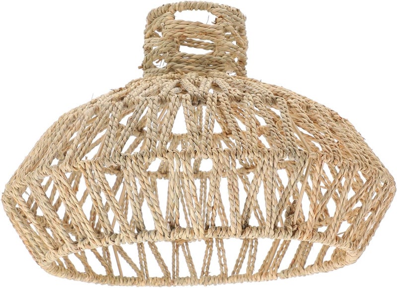 VOSAREA Woven Lampshade for Pendant Light Rustic Farmhouse Ceiling Light Cover Handmade Straw Rope Design for Home Hotel and Dorm Decor - Image 1