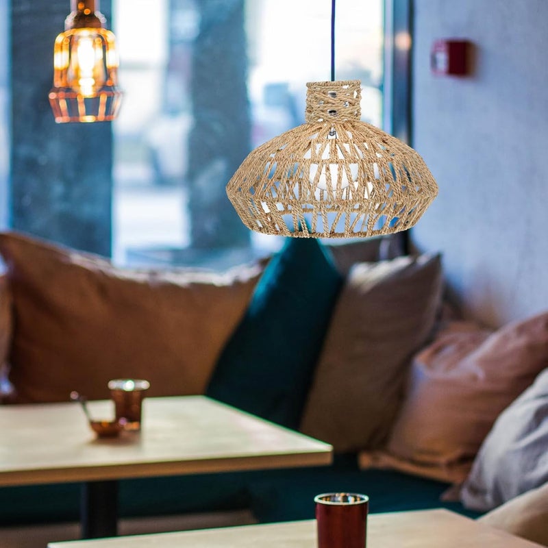 VOSAREA Woven Lampshade for Pendant Light Rustic Farmhouse Ceiling Light Cover Handmade Straw Rope Design for Home Hotel and Dorm Decor - Image 3