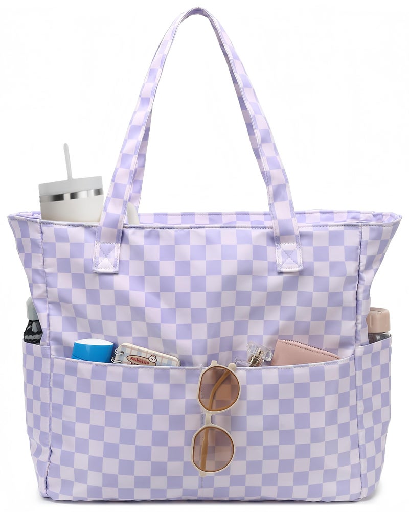 LEDAOU Large Beach Tote Bag Women Waterproof Sandproof Zipper Beach Tote Bag for Pool Gym Grocery Travel with Wet Pocket - Image 1