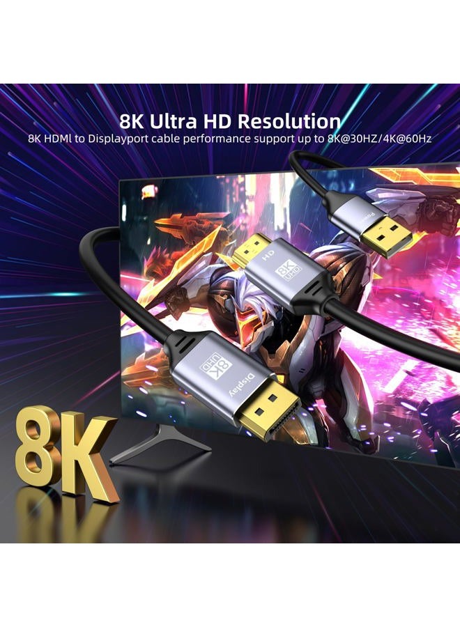 Maqze كابل HDMI إلى Displayport بدقة 8K، محول HDMI 2.1 إلى Displayport 1.4 بدقة 4K@120Hz، طاقة USB، لأجهزة اللابتوب، وحدات معالجة الرسوميات المنفصلة، PS5، وXbox Series X، وشاشات الألعاب - Image 3