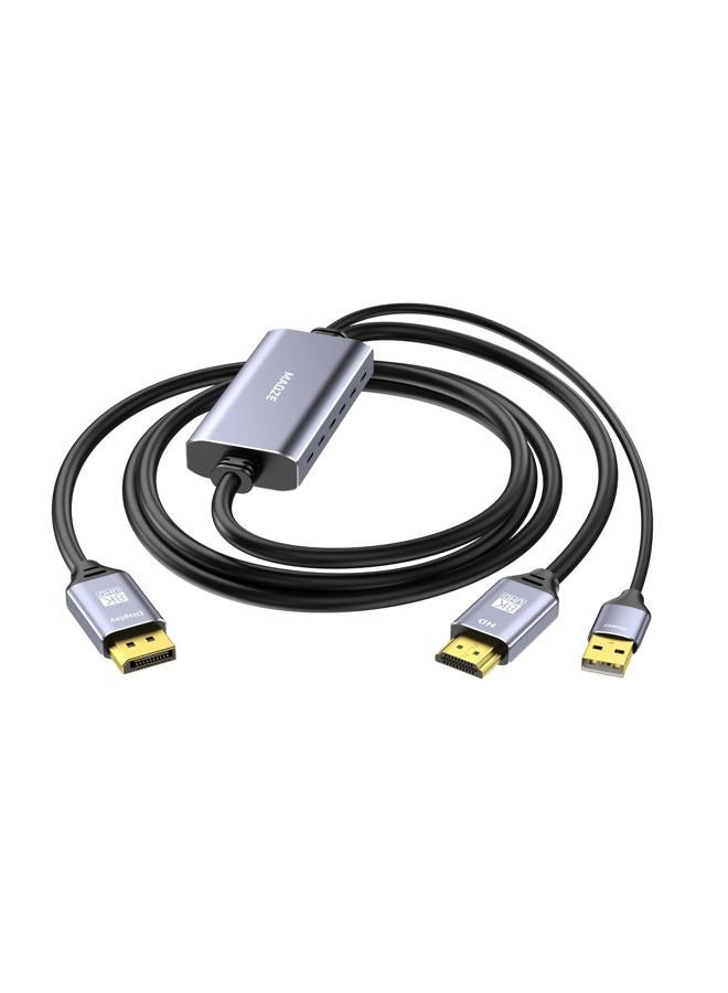 Maqze كابل HDMI إلى Displayport بدقة 8K، محول HDMI 2.1 إلى Displayport 1.4 بدقة 4K@120Hz، طاقة USB، لأجهزة اللابتوب، وحدات معالجة الرسوميات المنفصلة، PS5، وXbox Series X، وشاشات الألعاب - Image 1