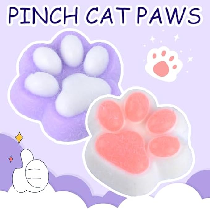 SSKHE Pack of 2 Squeeze Toy, Kawaii Fluffy Sensory Toy, Anti Stress Taba Squishy Paw, Cat Paw Squeeze Toy, Funny, Anti-Stress and Anxiety Relief - Image 5