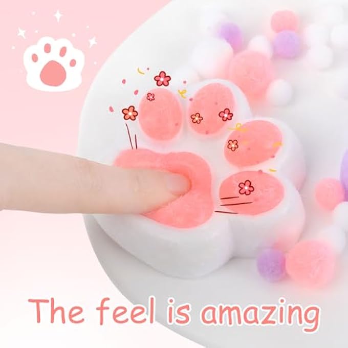SSKHE Pack of 2 Squeeze Toy, Kawaii Fluffy Sensory Toy, Anti Stress Taba Squishy Paw, Cat Paw Squeeze Toy, Funny, Anti-Stress and Anxiety Relief - Image 4