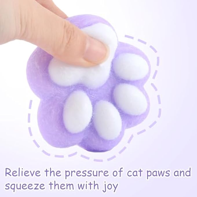 SSKHE Pack of 2 Squeeze Toy, Kawaii Fluffy Sensory Toy, Anti Stress Taba Squishy Paw, Cat Paw Squeeze Toy, Funny, Anti-Stress and Anxiety Relief - Image 3