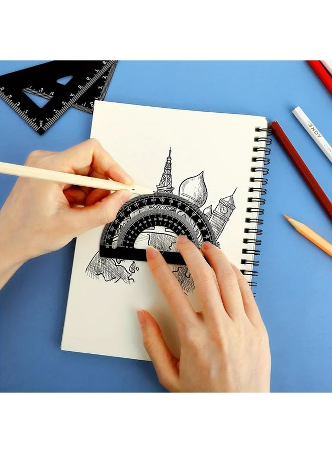 مجموعة مسطرة قياس هندسية من سبائك الألومنيوم الأسود للرسم الهندسي واستخدامات المكاتب المدرسية - Image 4