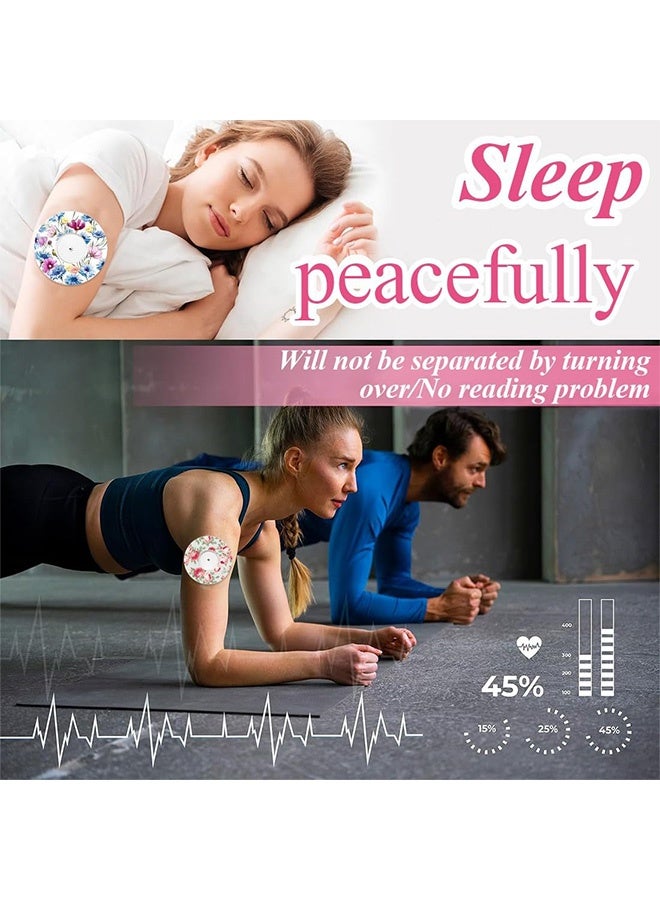 Peachjoy 36 Pack Adhesive Patch with Flowers CGM Patches Waterproof CGM Covers Sweatproof Colored Sensor Continuous Glucose Monitor Protection Cover for Women - Image 5