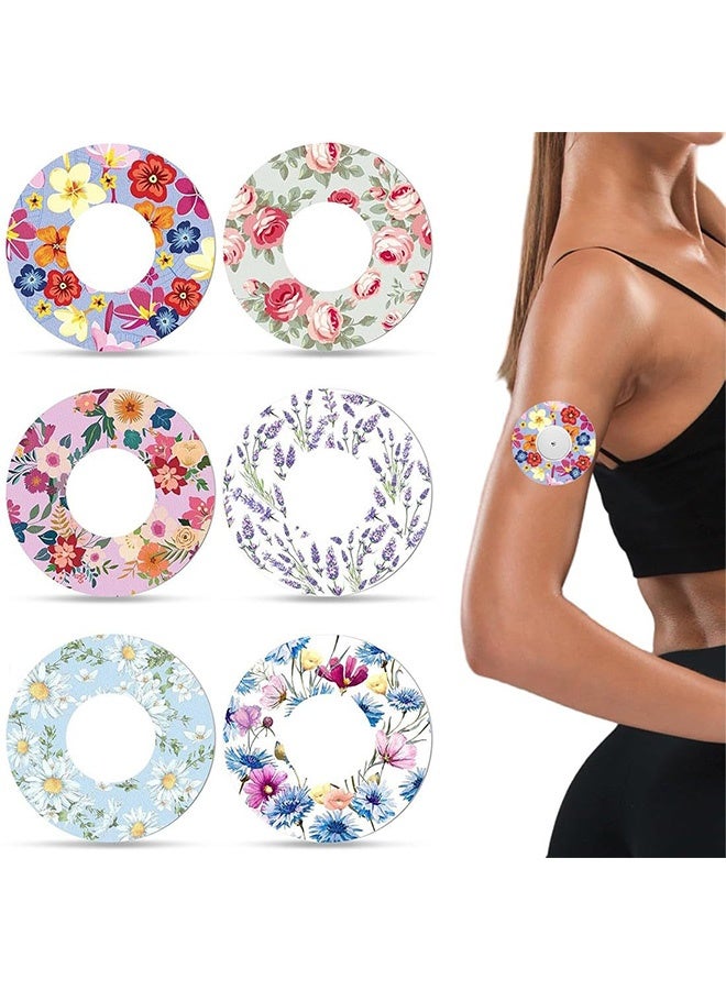 Peachjoy 36 Pack Adhesive Patch with Flowers CGM Patches Waterproof CGM Covers Sweatproof Colored Sensor Continuous Glucose Monitor Protection Cover for Women - Image 2