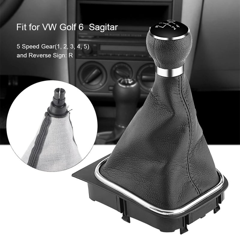 plplaaoo 5 Speed Shift Knobs, Manual Shifting Knobs 5 Speed Manual Automatic Car Gear Shift Knob Boot Gaiter Cover Gearstick Boot for 6 MK5 MK6 2005‑2014 Gear Shift Knob Cover Automatic - Image 2