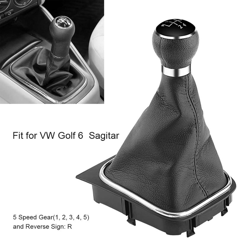 plplaaoo 5 Speed Shift Knobs, Manual Shifting Knobs 5 Speed Manual Automatic Car Gear Shift Knob Boot Gaiter Cover Gearstick Boot for 6 MK5 MK6 2005‑2014 Gear Shift Knob Cover Automatic - Image 3
