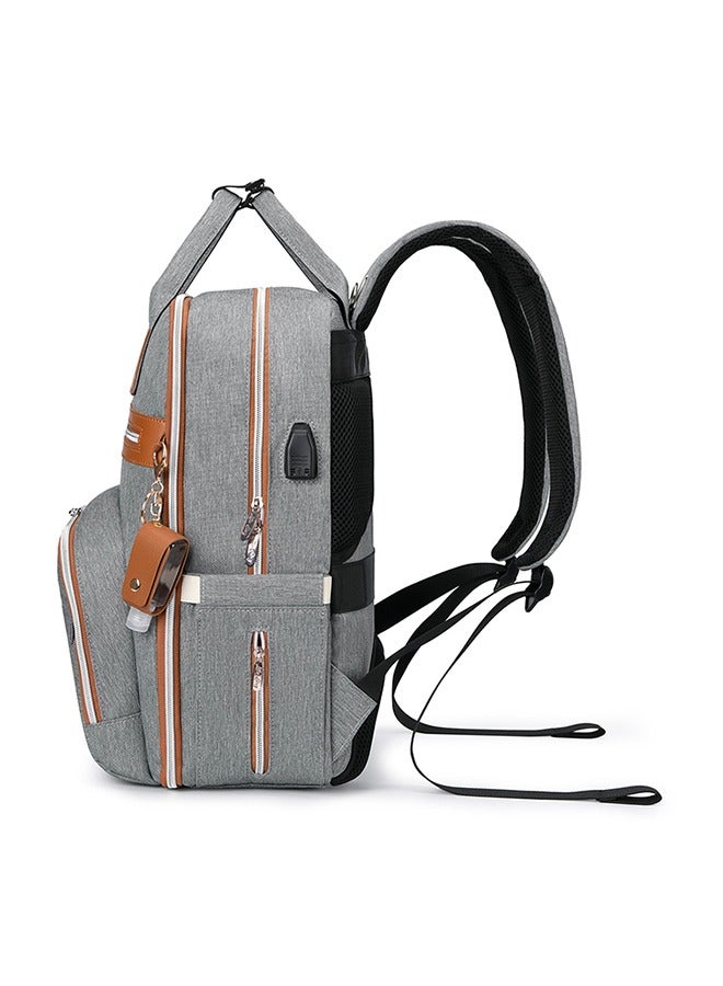 Little Story 2 In 1 Diaper Bag With Sanitizer Bottle Keychain And Stroller Hooks - Grey - Image 3
