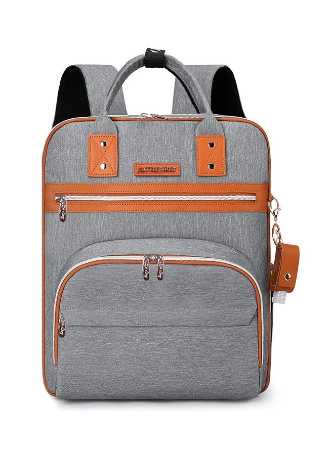 Little Story 2 In 1 Diaper Bag With Sanitizer Bottle Keychain And Stroller Hooks - Grey - Image 2