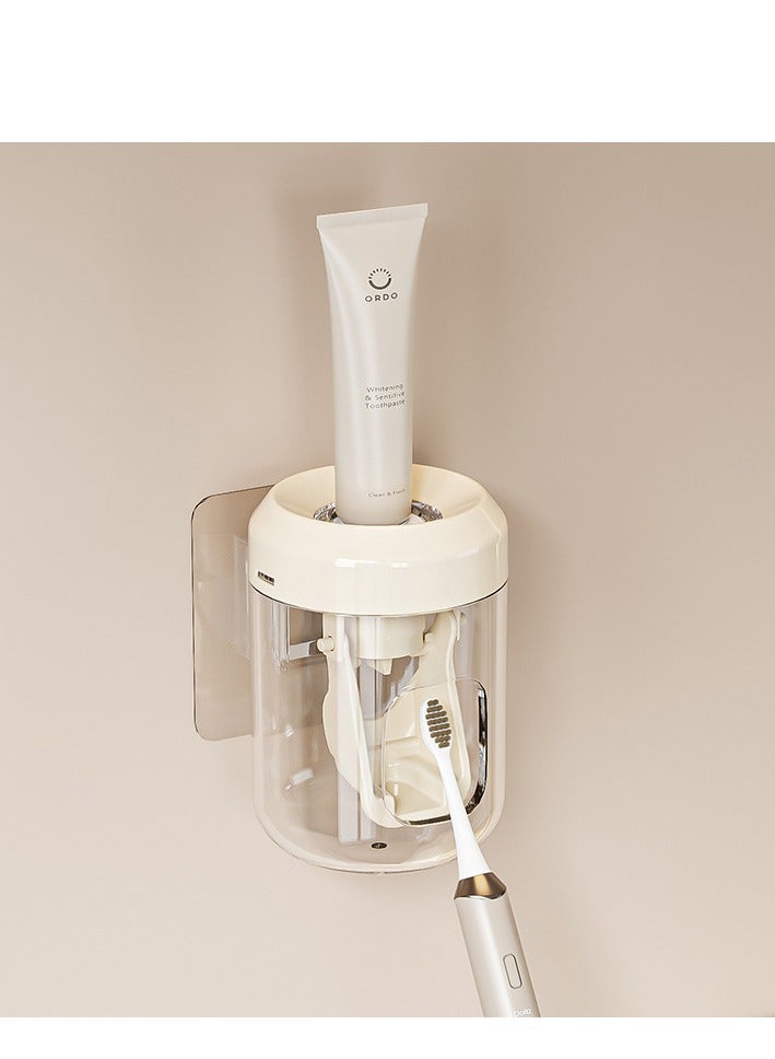 McDou MarlaMall Toothbrush Holder, with Automatic Toothpaste Dispenser, Multifunctional Wall-Mounted Bathroom Storage Racks, 4Toothbrush Holders, 4 Cups. - Image 5