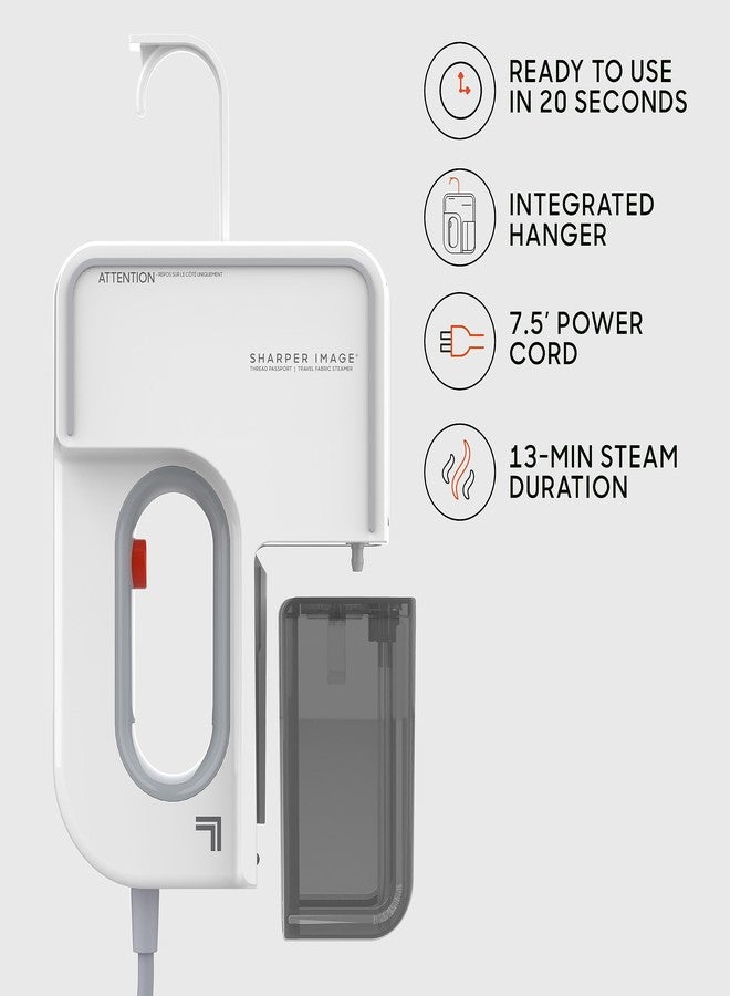 Sharper Image Thread Passport Handheld Travel Steamer, 13 Minutes of Steam, Fast Heat-Up, Removable Water Tank, Portable Steamer for Clothes - Image 2
