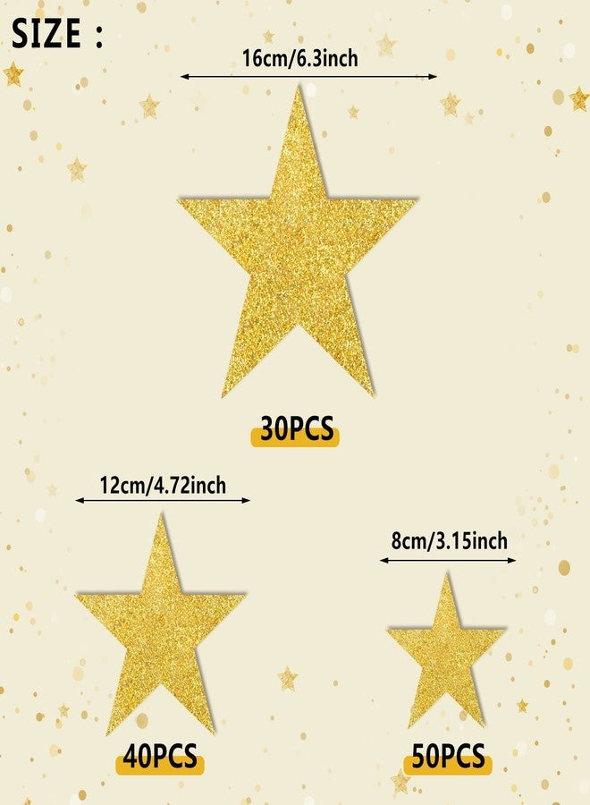 KEEPARTY 120 PCS Glitter Gold Five Star Cutouts Paper Star Cutouts Gold Star Cutouts for Bulletin Board Stars Classroom Wall Party Decoration Supply 3 Sizes 3.1inch 4.7inch 6.2inch - Image 2