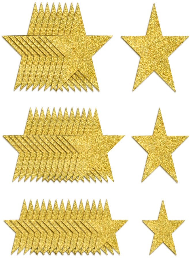 KEEPARTY 120 PCS Glitter Gold Five Star Cutouts Paper Star Cutouts Gold Star Cutouts for Bulletin Board Stars Classroom Wall Party Decoration Supply 3 Sizes 3.1inch 4.7inch 6.2inch - Image 1