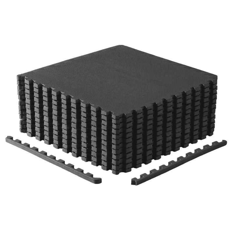 CAP Barbell 3/4-Inch Interlocking EVA Foam Exercise Puzzle Mat Home Gym Flooring - 2 Pack | 24" x 24" x 3/4" | T Pattern - Black - Image 1