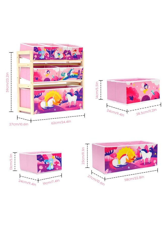 Jomifin Kids Toy Organizer for Boys Girls, 6 Storage Bins Large Storage Capacity Best Toy Storage Solution for Playroom, Nursery (Pink) - Image 2