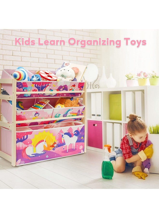 Jomifin Kids Toy Organizer for Boys Girls, 6 Storage Bins Large Storage Capacity Best Toy Storage Solution for Playroom, Nursery (Pink) - Image 5