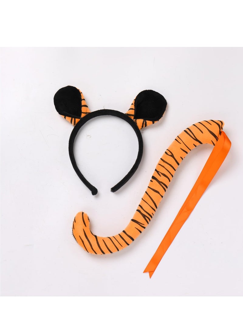 Animal Cosplay Costume, Tiger Costume Headband, Tutu Skirt And Tail, Suitable for Kids Cosplay Birthday Party Stage Performance